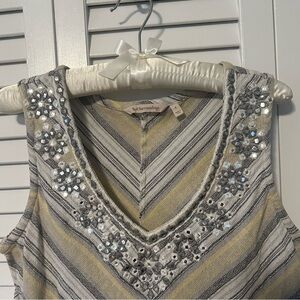 EUC! Soft Surroundings chevron striped top with mirrored embellishments; size M